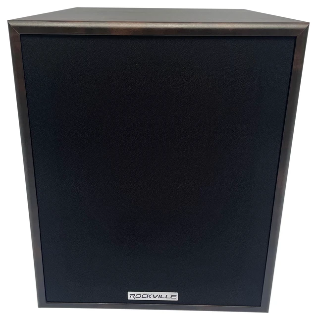 Alt view image 2 of 7 - Rock Shaker 8" Dark Wood Powered Subwoofer Home Theater 400W Peak, 200W RMS, RCA and High-Level Input/Output, Phase and Crossover Controls, Rear-Ported MDF Enclosure, Class D Amp