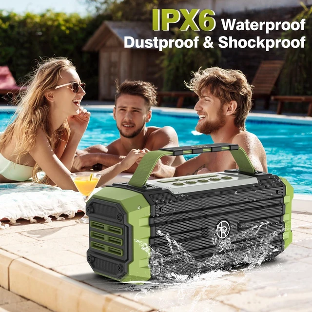Alt view image 3 of 7 - Portable Bluetooth Speaker 120W Peak 80W Wireless Speakers, TWS Pairing, Deep Bass, Hi-Fi Loud Speaker, IPX6 Waterproof, DSP Sound Boombox for Outdoor, Camping, Party, Beach