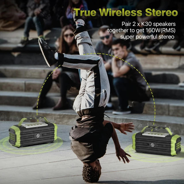 Alt view image 4 of 7 - Portable Bluetooth Speaker 120W Peak 80W Wireless Speakers, TWS Pairing, Deep Bass, Hi-Fi Loud Speaker, IPX6 Waterproof, DSP Sound Boombox for Outdoor, Camping, Party, Beach