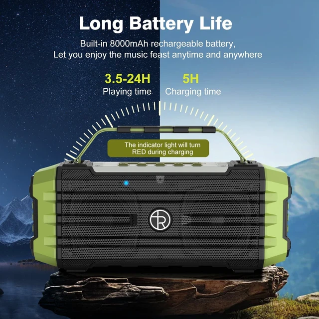 Alt view image 5 of 7 - Portable Bluetooth Speaker 120W Peak 80W Wireless Speakers, TWS Pairing, Deep Bass, Hi-Fi Loud Speaker, IPX6 Waterproof, DSP Sound Boombox for Outdoor, Camping, Party, Beach