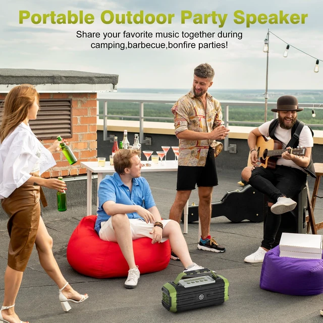Alt view image 6 of 7 - Portable Bluetooth Speaker 120W Peak 80W Wireless Speakers, TWS Pairing, Deep Bass, Hi-Fi Loud Speaker, IPX6 Waterproof, DSP Sound Boombox for Outdoor, Camping, Party, Beach