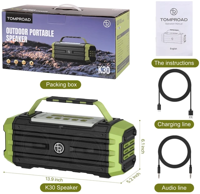 Alt view image 7 of 7 - Portable Bluetooth Speaker 120W Peak 80W Wireless Speakers, TWS Pairing, Deep Bass, Hi-Fi Loud Speaker, IPX6 Waterproof, DSP Sound Boombox for Outdoor, Camping, Party, Beach