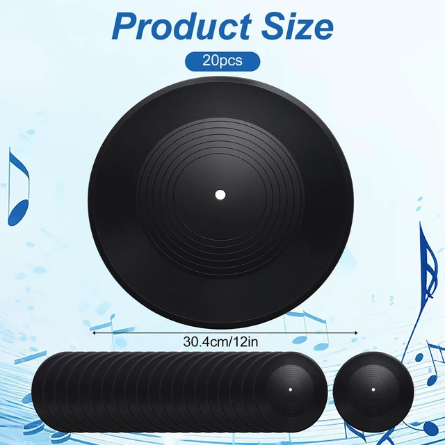 Alt view image 2 of 7 - 20 Pcs 12 Inch Black Blank Vinyl Records, Fake Retro Vinyl Records for Wall Decor, DIY Doodle Project, Wedding Signing