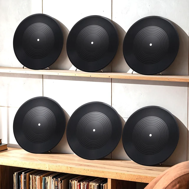 Alt view image 3 of 7 - 20 Pcs 12 Inch Black Blank Vinyl Records, Fake Retro Vinyl Records for Wall Decor, DIY Doodle Project, Wedding Signing