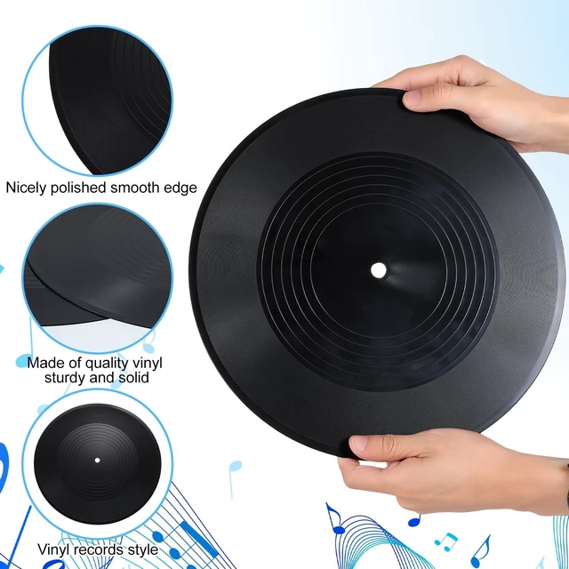 Alt view image 4 of 7 - 20 Pcs 12 Inch Black Blank Vinyl Records, Fake Retro Vinyl Records for Wall Decor, DIY Doodle Project, Wedding Signing
