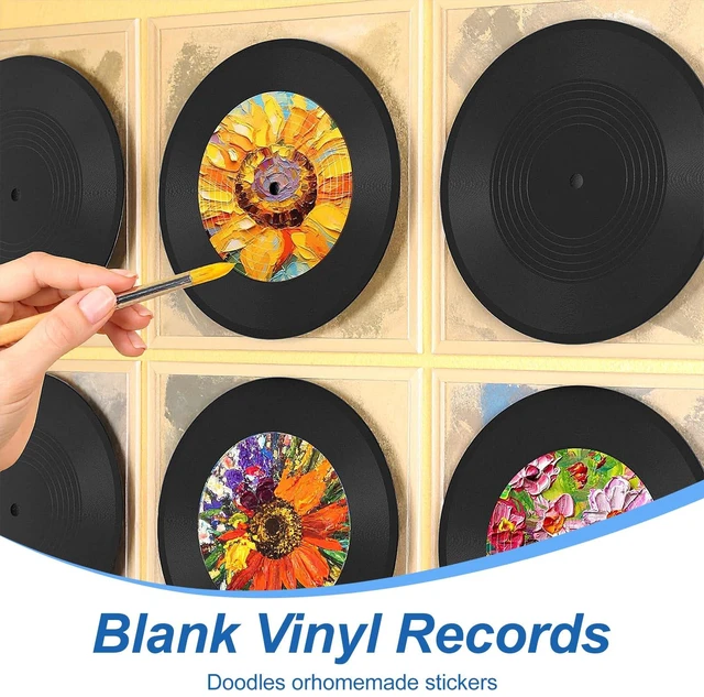 Alt view image 5 of 7 - 20 Pcs 12 Inch Black Blank Vinyl Records, Fake Retro Vinyl Records for Wall Decor, DIY Doodle Project, Wedding Signing