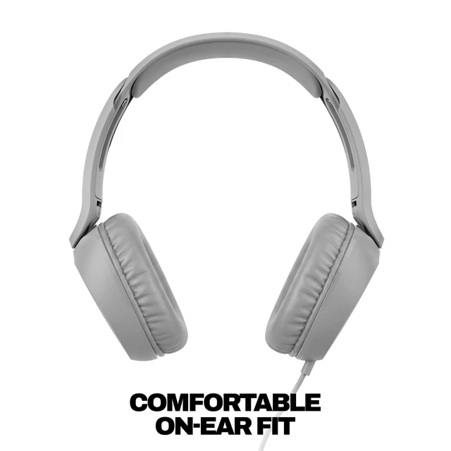 Alt view image 5 of 7 - Icon 180 Wired On-Ear Headphones - Cement Built-In 85dB Volume Limiter, Comfortable, Adjustable Headband, Convenient for Travel with 3.5mm AUX Plug, In-Line Microphone