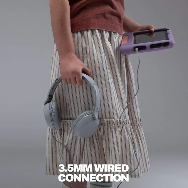 Alt view image 6 of 7 - Icon 180 Wired On-Ear Headphones - Cement Built-In 85dB Volume Limiter, Comfortable, Adjustable Headband, Convenient for Travel with 3.5mm AUX Plug, In-Line Microphone