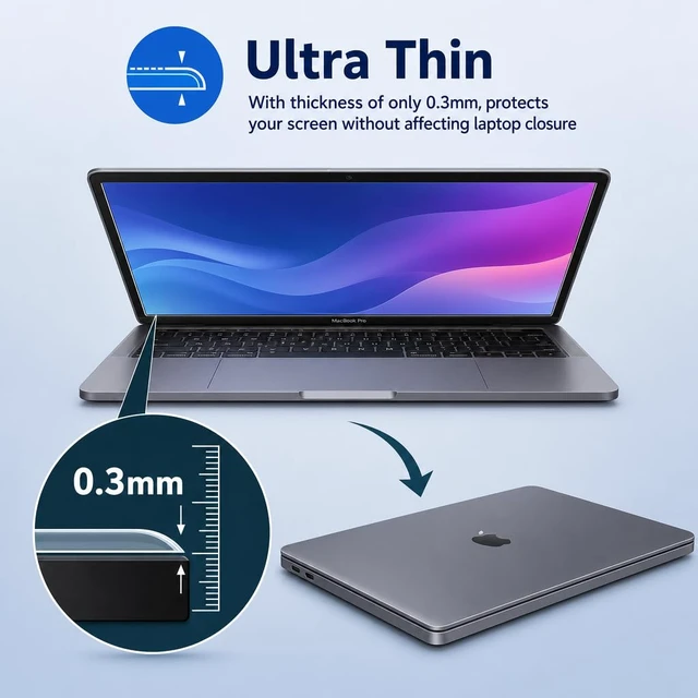 Alt view image 7 of 7 - 2 Pack Tempered Glass Screen Protector for MacBook Pro 14-Inch A2442/A2779/A2918/A2992/A3112/A3185/A3401/A3434, M1-M5 Pro Max 2021-2026, Anti Scratch, HD Clarity, Bubble-Free Install