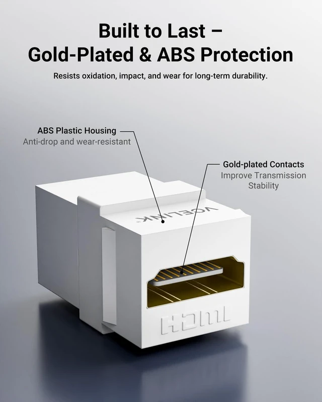 Alt view image 7 of 7 - 8K HDMI Keystone Jack, 4K 120Hz Support 48 Gbps High Speed, 10-Pack 8K 60Hz and 4K 120Hz Support, HDMI 2.1 Female to Female Gold Plated Adapters, Snap-in 180 Degree for Wall Plate