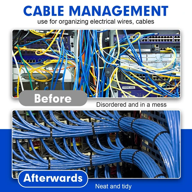 Alt view image 6 of 7 - Zip Ties, 1200pcs Black Cable Zip Ties 8 Inch, Heavy Duty Plastic Wire Ties with 50lb Tensile Strength, Self-Locking Black Nylon Tie Wraps for Indoor and Outdoor
