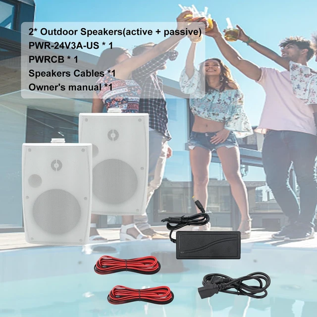 Alt view image 2 of 7 - 6.5 Inches Indoor Outdoor Bluetooth Speakers Waterproof Wired 400 Watts with Powerful Bass,2 Way Wall Mount Speakers All-Weather Durability for Patio Home Deck Porch Backyard (Pair, White)