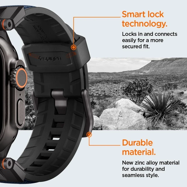 Alt view image 6 of 7 - DuraPro Armor for Apple Watch Band, Durable Metal Connector Strap For Apple Watch Ultra 4/3/2/1 49mm, Series 12/11/10 46mm, 9/8/7 45mm, SE3/SE2/SE/6/5/4 44mm, 3/2/1 42mm, Navy Blue