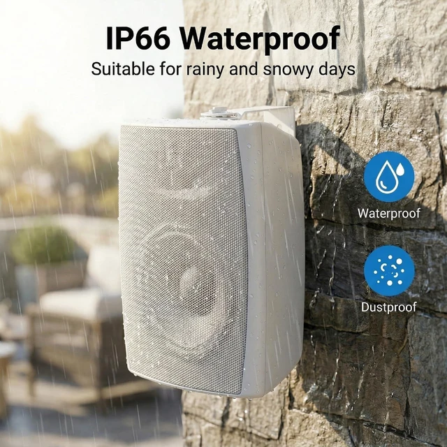 Alt view image 5 of 7 - 6.5 Inches Indoor Outdoor Bluetooth Speakers Waterproof Wired 400 Watts with Powerful Bass,2 Way Wall Mount Speakers All-Weather Durability for Patio Home Deck Porch Backyard (Pair, White)