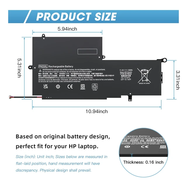 Alt view image 2 of 7 - PK03XL Laptop Replacement 789116-005 788237-2C3 Battery for HP Spectre X360 13-4003DX 13-4002DX 13-4103DX 13-4101DX 13-4102DX 13-4116DX 13-4193DX 13T-4000 13-4005DX for Envy X360 13-Y0XX 13-Y023CL