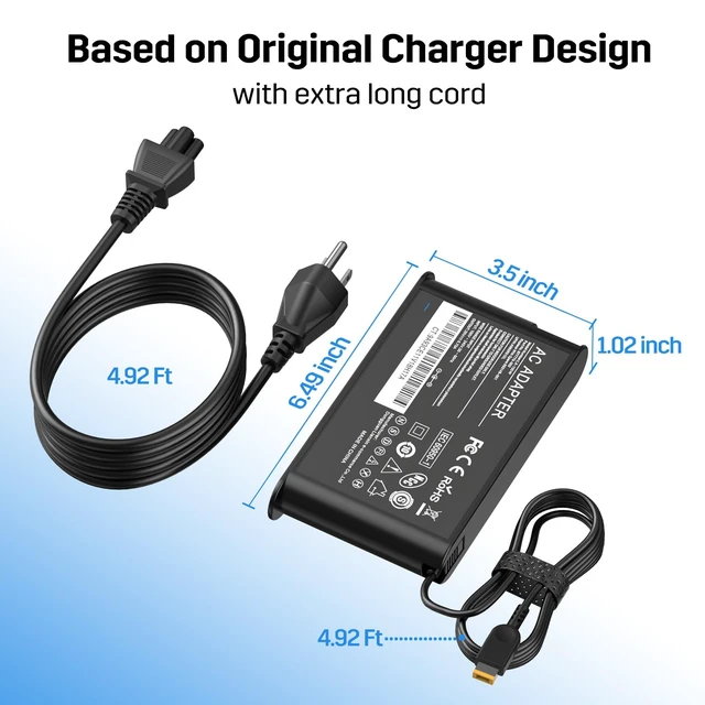 Alt view image 6 of 7 - 135W 20V 6.75A Laptop Charger Replacement for Lenovo Thinkpad X1 Extreme, Fit for Ideapad Gaming Laptop L340,3-15, Fit for Yoga 9i, Fit for Dock AC Power Adapter Supply Cord