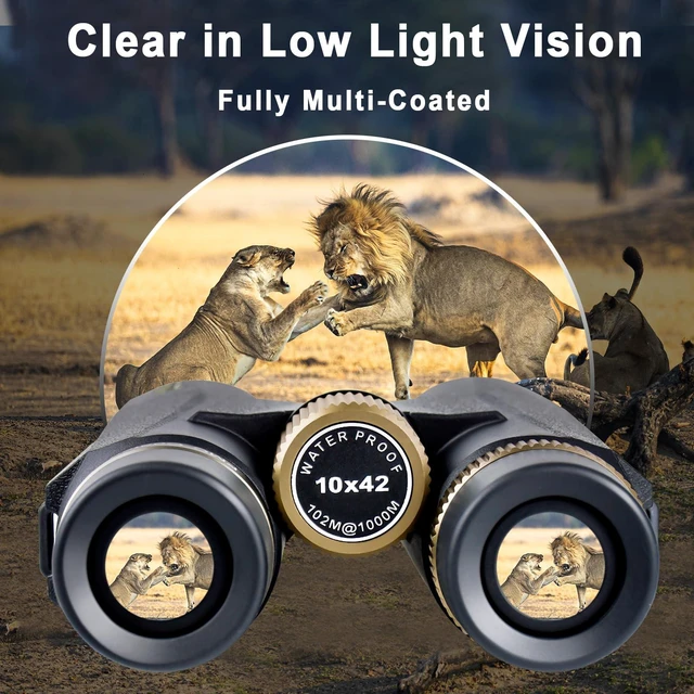 Alt view image 4 of 7 - HD 10x42 Binoculars for Adult High Powered Phone Adapter Tripod BAK4 Prism, FMC Lense, Waterproof, Low Light Vision, Compact Binoculars for Bird Watching Hunting Stargazing Hiking Cruise