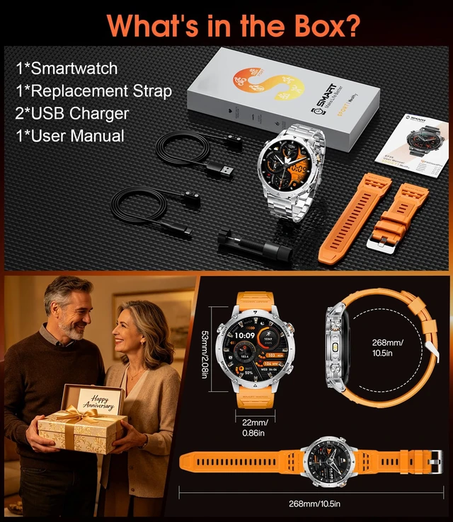 Alt view image 7 of 7 - Military Smart Watches for Men,1400mAh Battery Smart Watch with Flashlight,1.7" HD Screen 5ATM Waterproof Fitness Tracker Smartwatch with 110+ Sport Modes,for iOS Android(2 Bands/Silver)