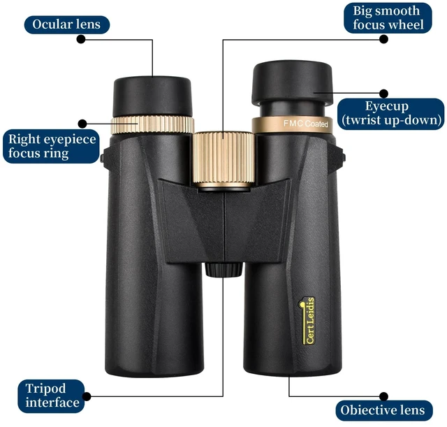 Alt view image 7 of 7 - HD 10x42 Binoculars for Adult High Powered Phone Adapter Tripod BAK4 Prism, FMC Lense, Waterproof, Low Light Vision, Compact Binoculars for Bird Watching Hunting Stargazing Hiking Cruise