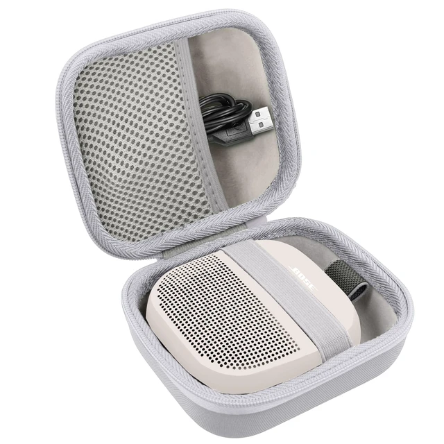 Alt view image 2 of 7 - for Bose New SoundLink Micro 2nd Gen Speaker Protective Case, White EVA Hard Shell, Soft Velvet Lining, Durable Wrist Strap, Portable Travel Bag with Carabiner, Mesh Accessory Pocket