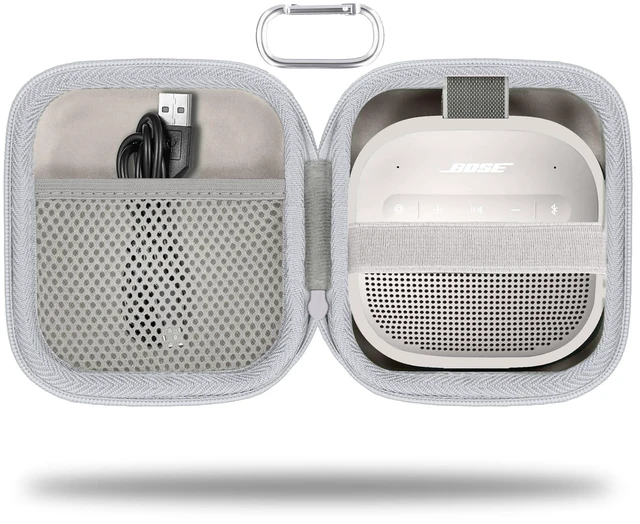 Main image of for Bose New SoundLink Micro 2nd Gen Speaker Protective Case, White EVA Hard Shell, Soft Velvet Lining, Durable Wrist Strap, Portable Travel Bag with Carabiner, Mesh Accessory Pocket