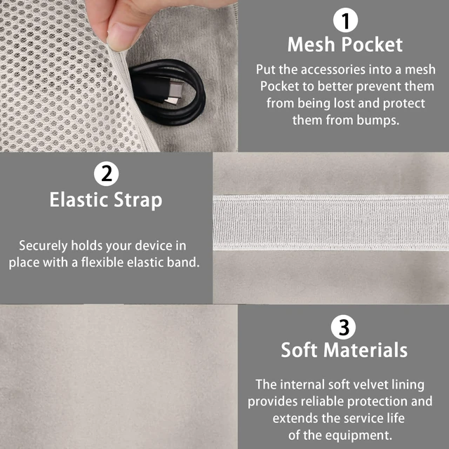 Alt view image 5 of 7 - for Bose New SoundLink Micro 2nd Gen Speaker Protective Case, White EVA Hard Shell, Soft Velvet Lining, Durable Wrist Strap, Portable Travel Bag with Carabiner, Mesh Accessory Pocket