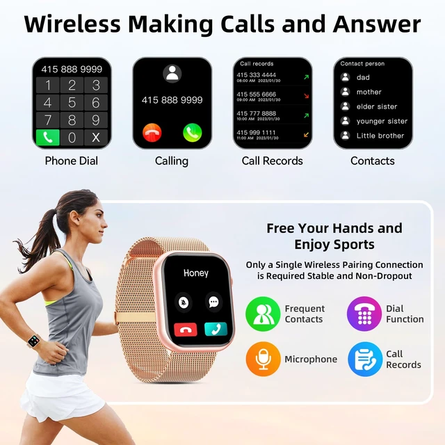 Alt view image 4 of 6 - Smart Watch (Answer/Make Call) 1.85inch Fitness Tracker, DIY Dials/Pedometer/Calories/Multiple Sport Modes/Voice Assistant, Smart Watches for Men Women Android iOS Phones
