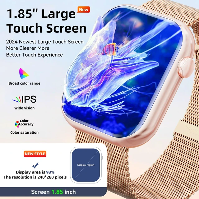 Alt view image 3 of 6 - Smart Watch (Answer/Make Call) 1.85inch Fitness Tracker, DIY Dials/Pedometer/Calories/Multiple Sport Modes/Voice Assistant, Smart Watches for Men Women Android iOS Phones
