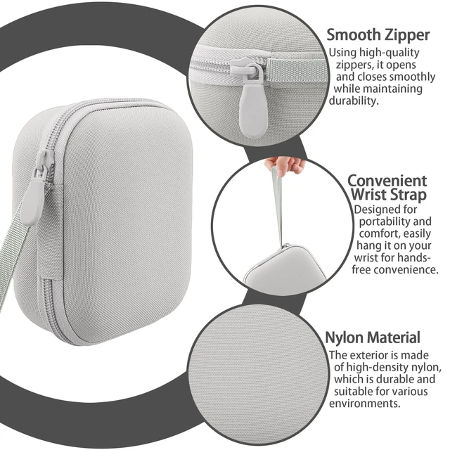 Alt view image 6 of 7 - for Bose New SoundLink Micro 2nd Gen Speaker Protective Case, White EVA Hard Shell, Soft Velvet Lining, Durable Wrist Strap, Portable Travel Bag with Carabiner, Mesh Accessory Pocket