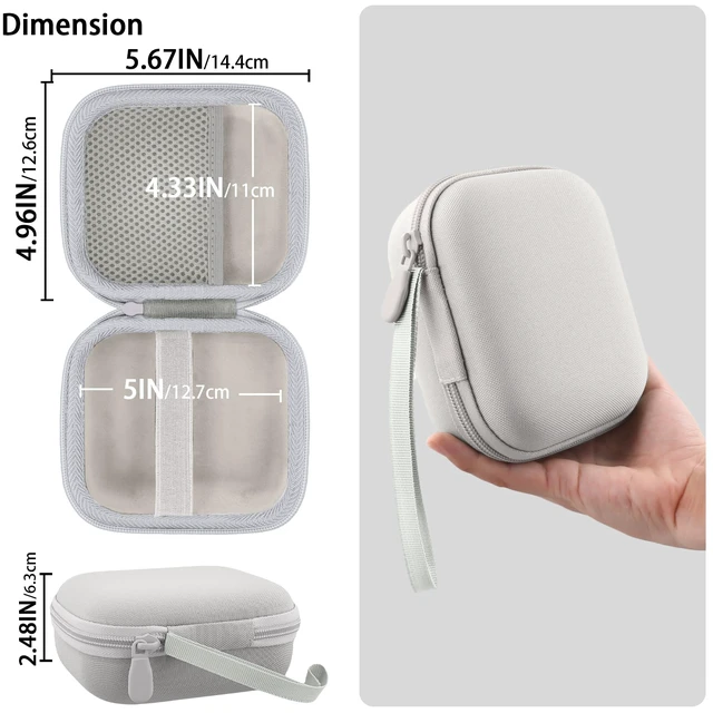 Alt view image 7 of 7 - for Bose New SoundLink Micro 2nd Gen Speaker Protective Case, White EVA Hard Shell, Soft Velvet Lining, Durable Wrist Strap, Portable Travel Bag with Carabiner, Mesh Accessory Pocket