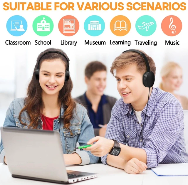 Alt view image 5 of 7 - Bulk Headphones 25 Pack for School Classroom Kids, Wholesale Wired Durable Earphones Class Set for Students Children Toddler Teens Boys Girls and Adult (HY104,Black)