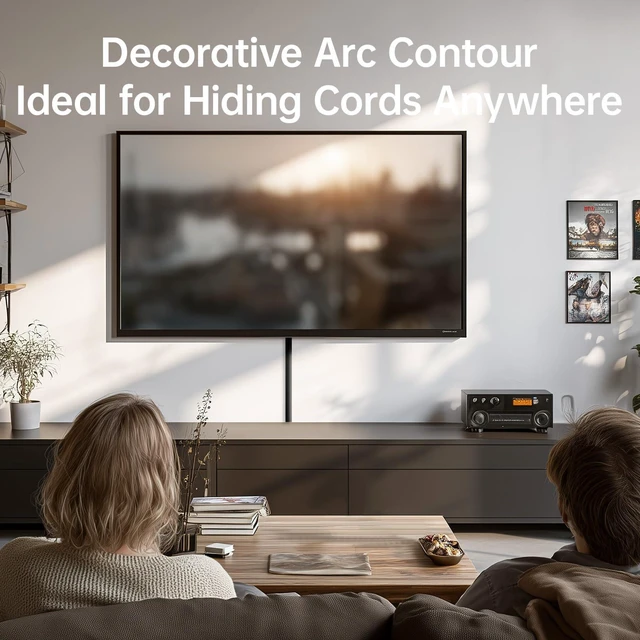 Alt view image 3 of 7 - 42.5in Adhesive Cord Hider Wall, Mounted TV Cord Cover Kit, Multiple Cable Raceways for Wall Corner, Wire Cover Hiders for 1-2 Cables, 1.18" W X 0.43" H, Black