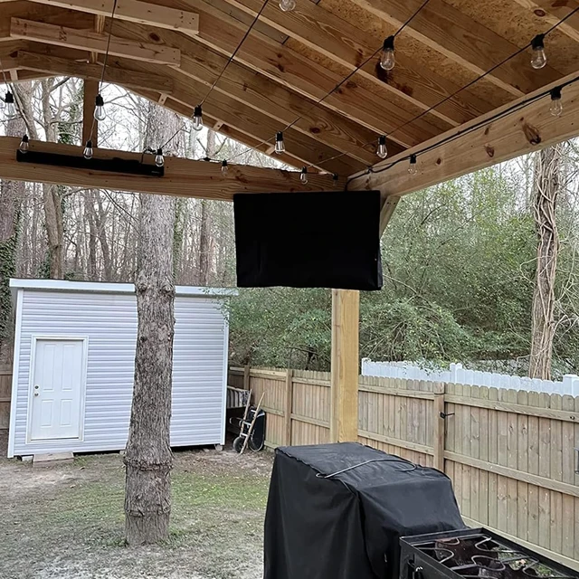 Alt view image 7 of 7 - Outdoor Waterproof TV Cover for 40 to 43 inches Flat Screen TV 600D Heavy Duty, Outside Flat TVs Screen Protector Cover, Size 40'' W x 25'' H x 5'' D