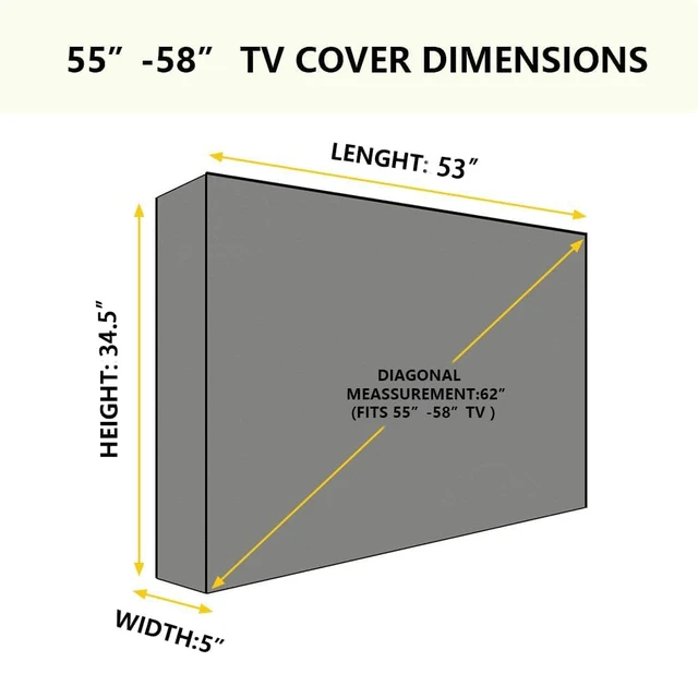 Alt view image 3 of 7 - Outdoor Waterproof TV Cover for 55 to 58 inches Flat Screen TV, 600D Heavy Duty Screen Protector, Size 53'' W x 34.5'' H x 5'' D