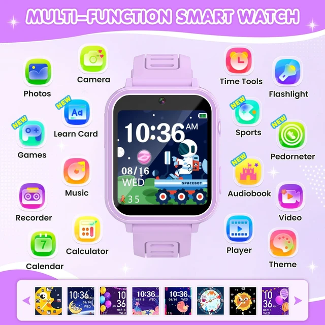 Alt view image 2 of 7 - Smart Watch for Kids with 39 Games Touchscreen Camera Video, Music Player, Pedometer, Calculator, Calendar, Stopwatch, Flashlight, Alarm Clock 12/24 hr, Birthday Gifts Toys for Girls Ages 3-12