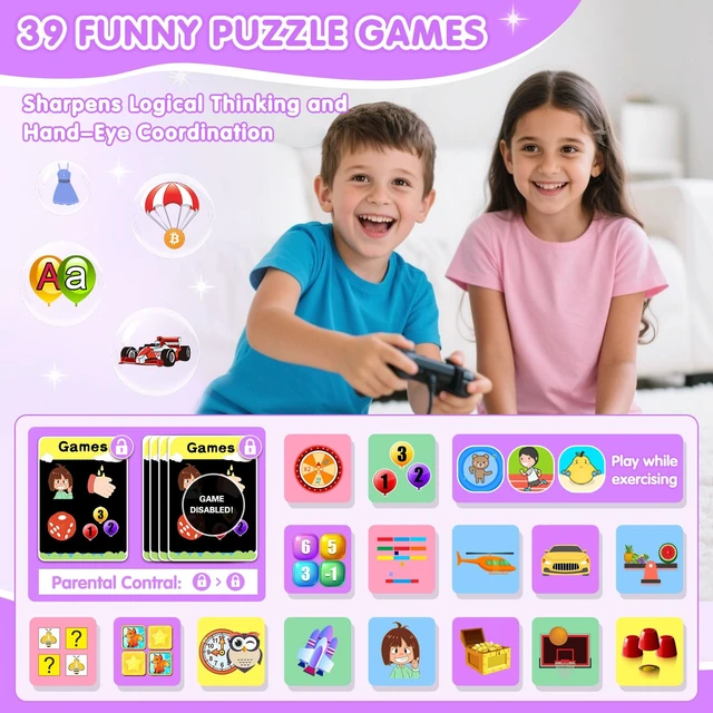 Alt view image 3 of 7 - Smart Watch for Kids with 39 Games Touchscreen Camera Video, Music Player, Pedometer, Calculator, Calendar, Stopwatch, Flashlight, Alarm Clock 12/24 hr, Birthday Gifts Toys for Girls Ages 3-12