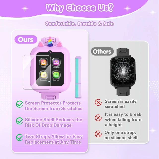 Alt view image 5 of 7 - Smart Watch for Kids with 39 Games Touchscreen Camera Video, Music Player, Pedometer, Calculator, Calendar, Stopwatch, Flashlight, Alarm Clock 12/24 hr, Birthday Gifts Toys for Girls Ages 3-12