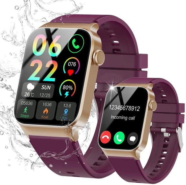 Main image of Smart Watch for Men Women Bluetooth Call, 1.85" HD Screen Smartwatch with Heart Rate/Sleep Monitor, 110+ Sport Modes Activity Trackers IP68 Waterproof, Fitness Watch for Android, Magenta Purple
