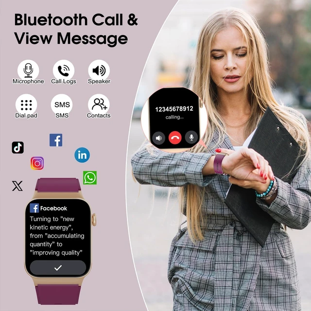 Alt view image 3 of 7 - Smart Watch for Men Women Bluetooth Call, 1.85" HD Screen Smartwatch with Heart Rate/Sleep Monitor, 110+ Sport Modes Activity Trackers IP68 Waterproof, Fitness Watch for Android, Magenta Purple