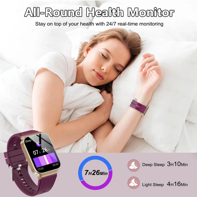 Alt view image 4 of 7 - Smart Watch for Men Women Bluetooth Call, 1.85" HD Screen Smartwatch with Heart Rate/Sleep Monitor, 110+ Sport Modes Activity Trackers IP68 Waterproof, Fitness Watch for Android, Magenta Purple