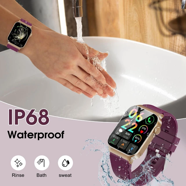 Alt view image 7 of 7 - Smart Watch for Men Women Bluetooth Call, 1.85" HD Screen Smartwatch with Heart Rate/Sleep Monitor, 110+ Sport Modes Activity Trackers IP68 Waterproof, Fitness Watch for Android, Magenta Purple