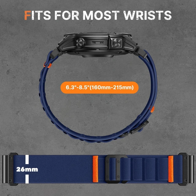 Alt view image 3 of 7 - 26mm Quick Fit Watch Band Outdoor Compatible with Garmin Watch Rugged Soft Stretchy Sports Loop Strap with G-Hook For Fenix 9 8 51mm/7X/5X Plus,Tactix/D2 Mach 2 51mm/Instinct 2X,Descent