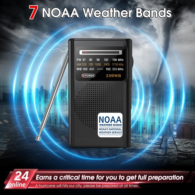 Alt view image 2 of 7 - NOAA Weather Radio, Transistor Battery Operated AM FM Radio Best Reception for Emergency/Hurricane, Earphone Jack, Powered by 2 AA Battery for Running, Walking, Home(Black)