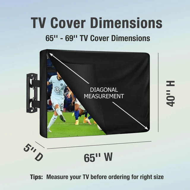Alt view image 2 of 6 - 600D Heavy Duty Outdoor TV Cover for 65-69 inch TV, Upgraded Waterproof and Dustproof TV Screen Protectors with Zipper for Outside