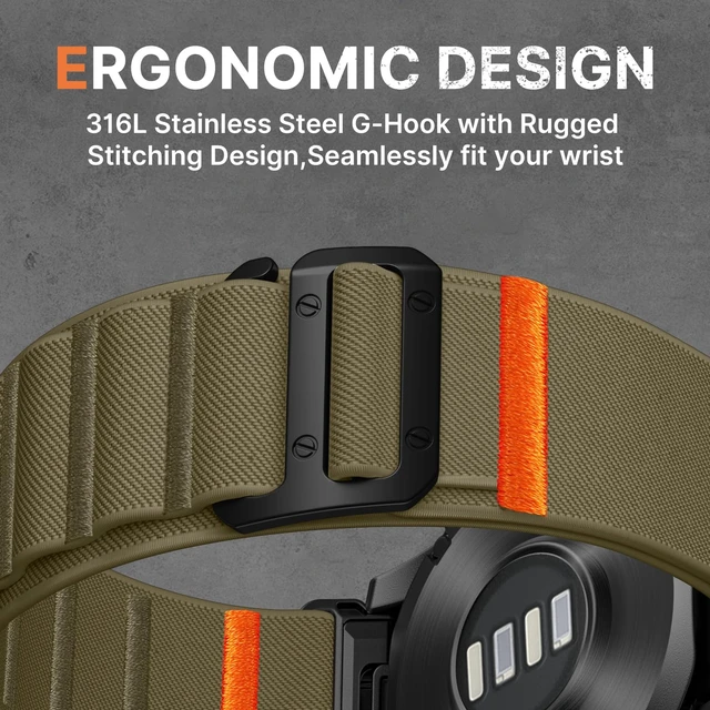 Alt view image 7 of 7 - 26mm Quick Fit Compatible with Garmin Fenix 9 8 51mm Watch Band Rugged Soft Stretchy Sport Loop Strap with G-Hook for Tactix/Epix Pro2 51mm/Instinct 2X/Tactix Delta/Tactix 8 AMOLED/Enduro 3