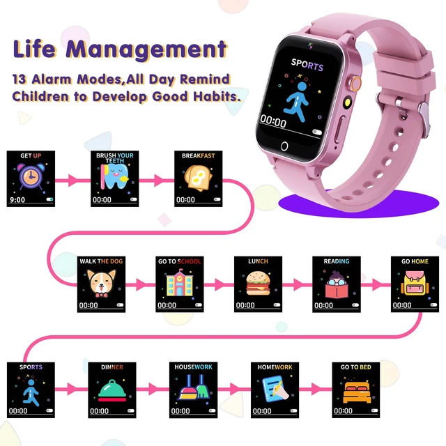 Alt view image 5 of 7 - Kids Smart Watch, 26 Games HD Touch Screen Camera Alarm Clock Music Player Puzzle Game Toys, Kids Watch for Boys Girls 4-12 Years Old