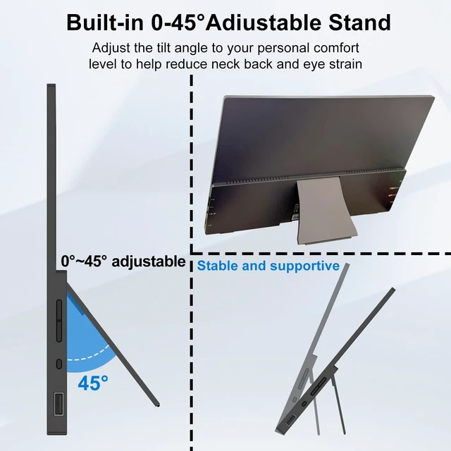 Alt view image 7 of 7 - Portable Monitor Touchscreen 15.6" 1080P FHD IPS, 10-Point Touch Travel Gaming Display with Dual Speakers & Kickstand, USB-C HDMI External Screen for Laptop, MacBook, Phone, PS5, Switch