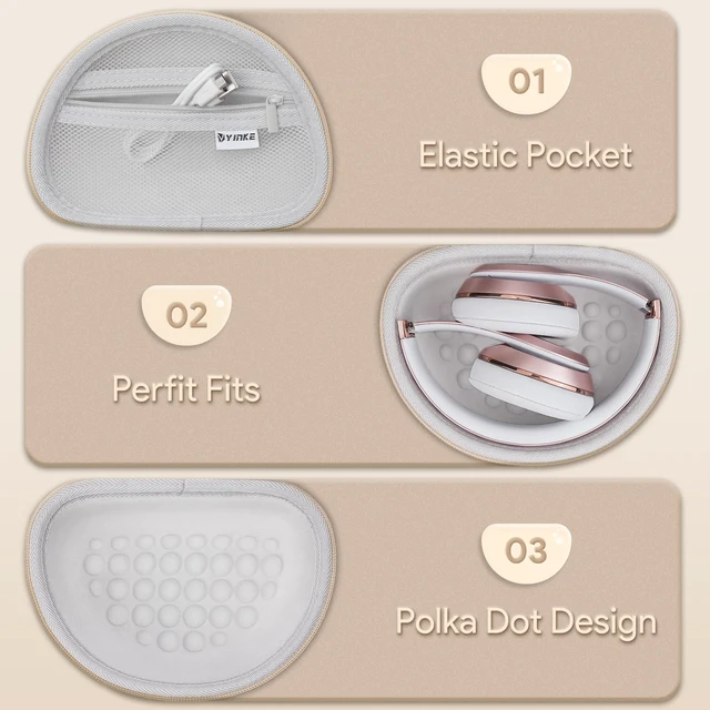 Alt view image 3 of 7 - Case for Beats Solo3 /Solo 4 On-Ear Headphones, Portable Travel Hard Shell Storage Bag (White)