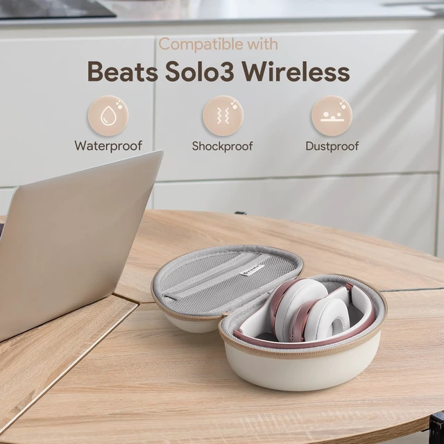 Alt view image 5 of 7 - Case for Beats Solo3 /Solo 4 On-Ear Headphones, Portable Travel Hard Shell Storage Bag (White)