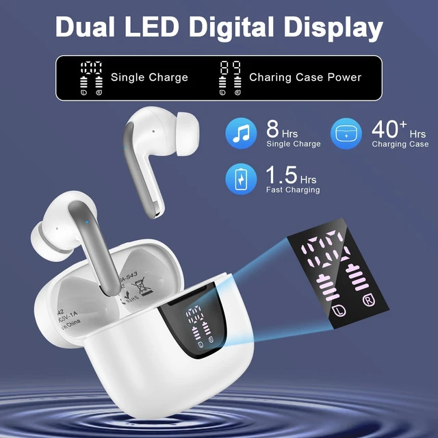 Alt view image 2 of 7 - Wireless Bluetooth 5.3 Earbuds for iPhone 17 18 Pro Max 16 Pro 16e 15 Plus Pixel 11 10 9 8 Pro XL 9a 8a 7 Bluetooth Headphones 60H Playback LED Power Display in Ear Earphones with Microphone for Sport